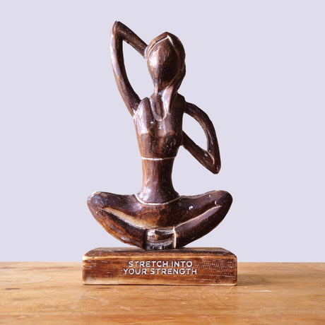 Wooden Yoga Lady - Antique - Cow Face Pose - "Stretch into Your Strength"