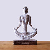 Wooden Yoga Lady - Whitewash - Easy Pose - "Breathe in Breathe out Brilliance"