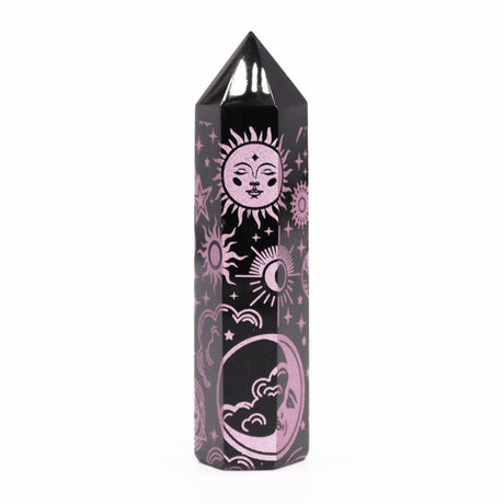 Black Obsidian Point - Mystic Story - Rose Pink