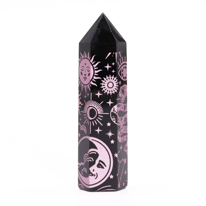 Black Obsidian Point - Mystic Story - Rose Pink