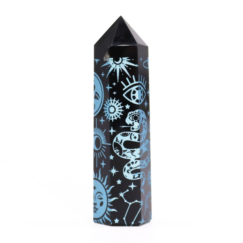 Black Obsidian Points - Mystic Story - Sky Blue