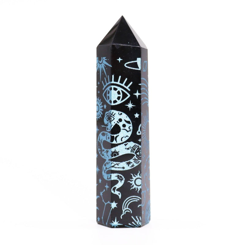 Black Obsidian Points - Mystic Story - Sky Blue