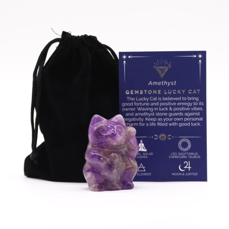 Gemstone Lucky Cat - Amethyst