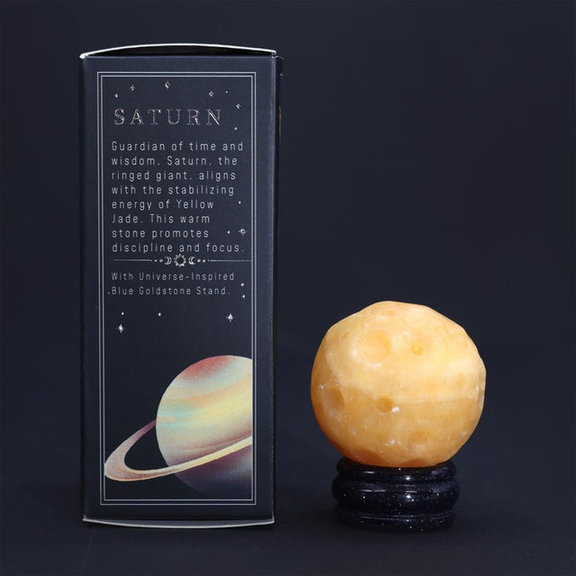 Yellow Jade Planet on a Sola Goldstone Stand (SATURN)