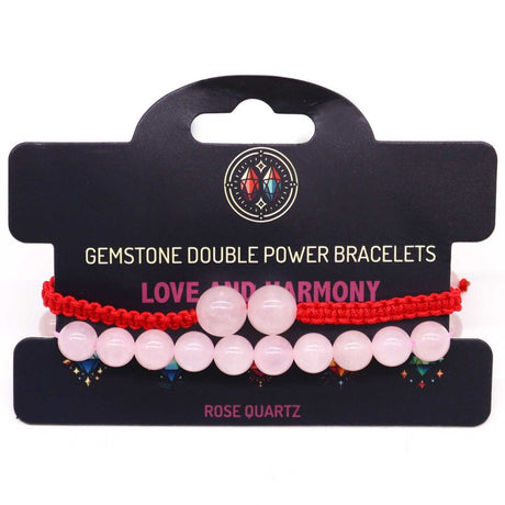 Gemstone Double Power Bracelets- Rose Quartz