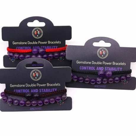 Gemstone Double Power Bracelets- Amethyst