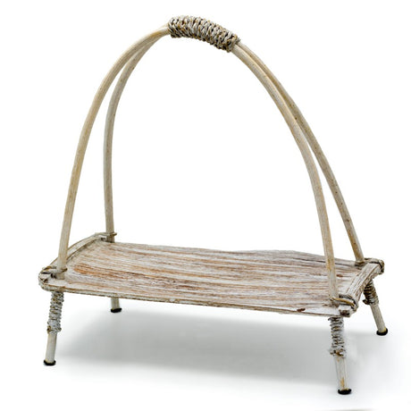 Coconut Leaf Tea Stand - Whitewash