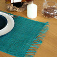 Seagrass Fringe Natural Placemat - Turquoise