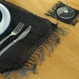 Seagrass Fringe Natural Placemat - Black