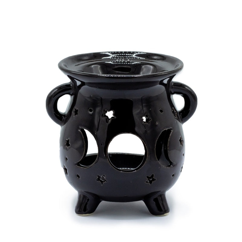 Cauldron Oil Burner - Moon Phase - Black