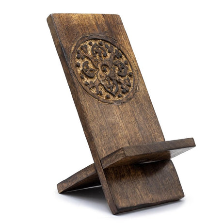 Wooden Carved Phone Stand - Mandala