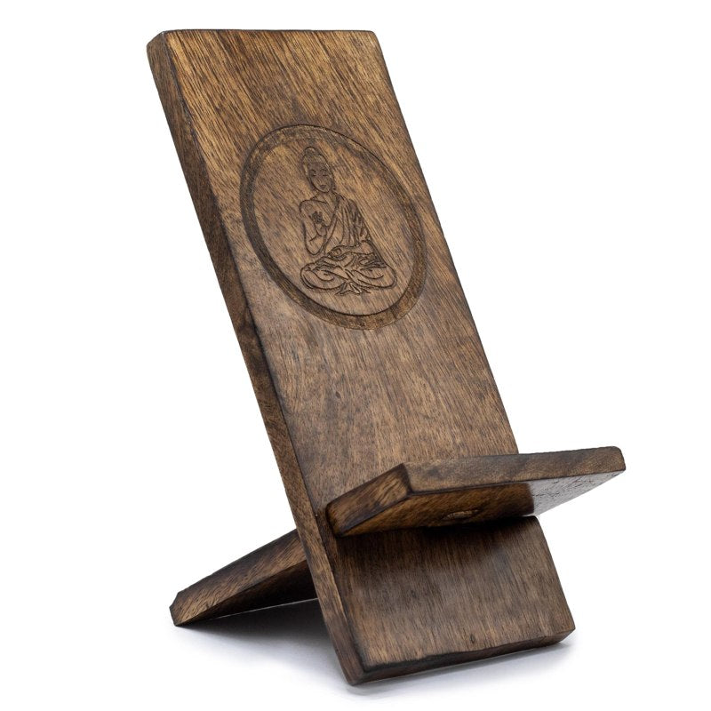 Wooden Carved Phone Stand - Buddha