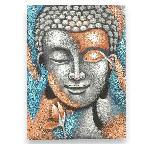 Buddha Painting - Silver & Rose Gold Flower 75x55cm