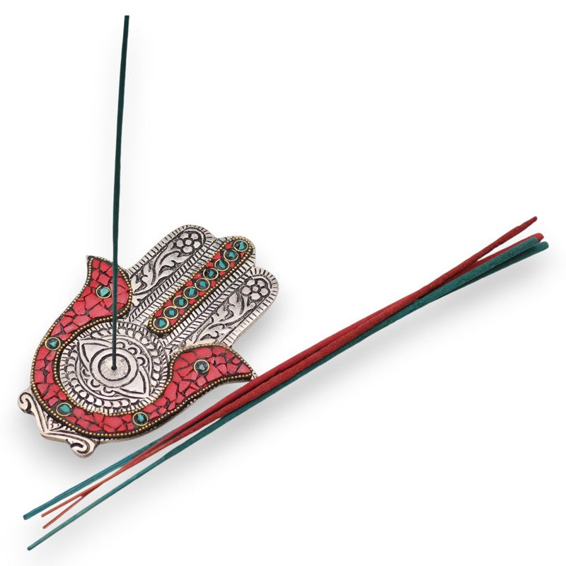 Red & Green Small Hamsa Incense Holder