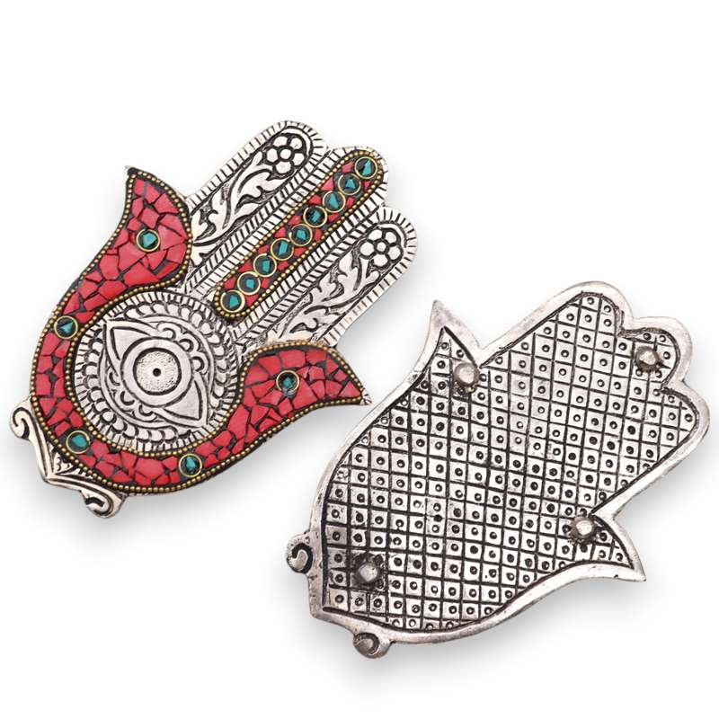 Red & Green Small Hamsa Incense Holder