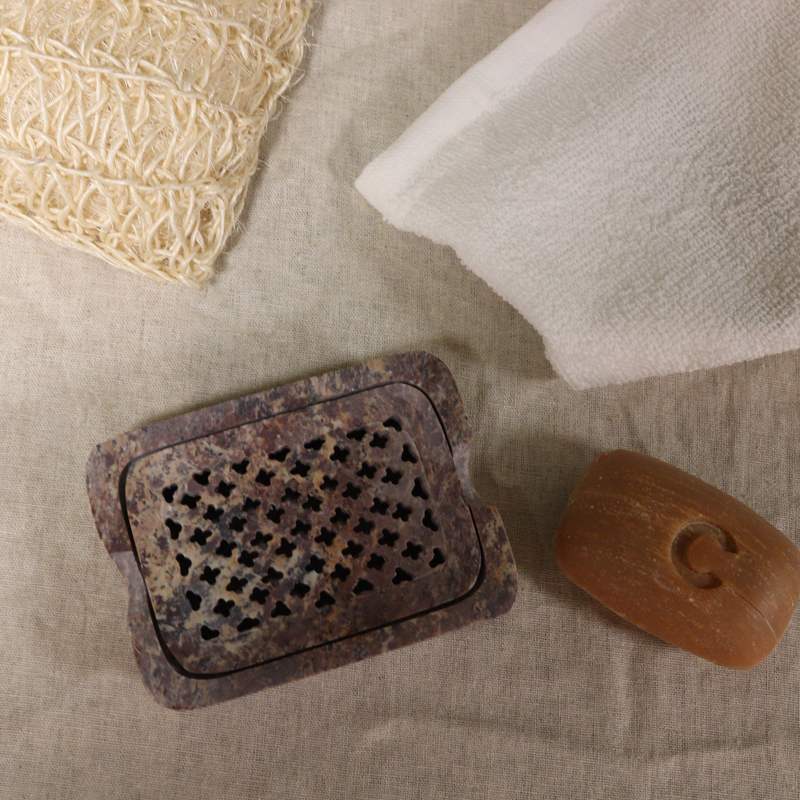 Soapstone Soap Dish & Drainer 11x8cm- Classic Square