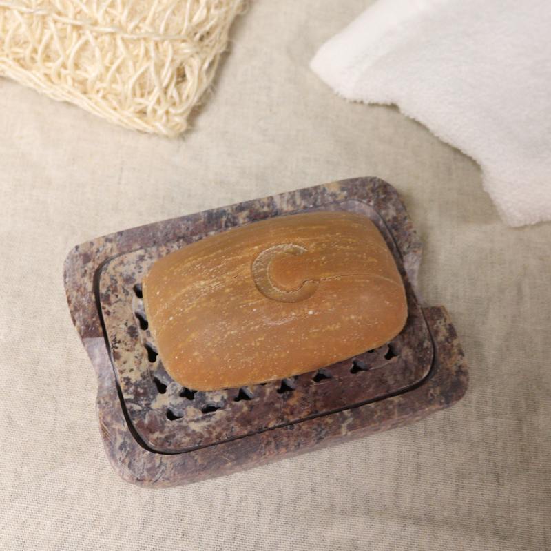 Soapstone Soap Dish & Drainer 11x8cm- Classic Square