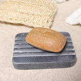 Grey Soapstone Soap Dish 12x8.5cm - Heavey Ridges