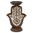 Mango Wood Candle Stand - Hamsa - Large