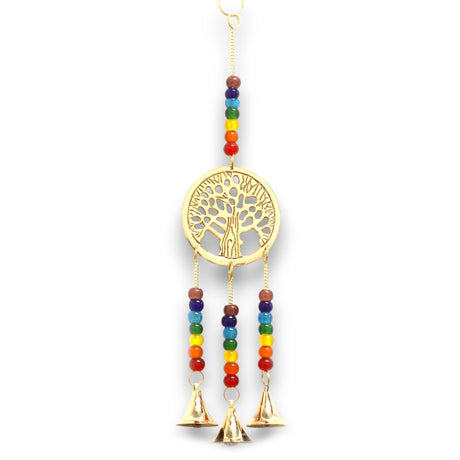 Indian Chimes - Brass Tree of Life with Chakra Beads - 3 Bells