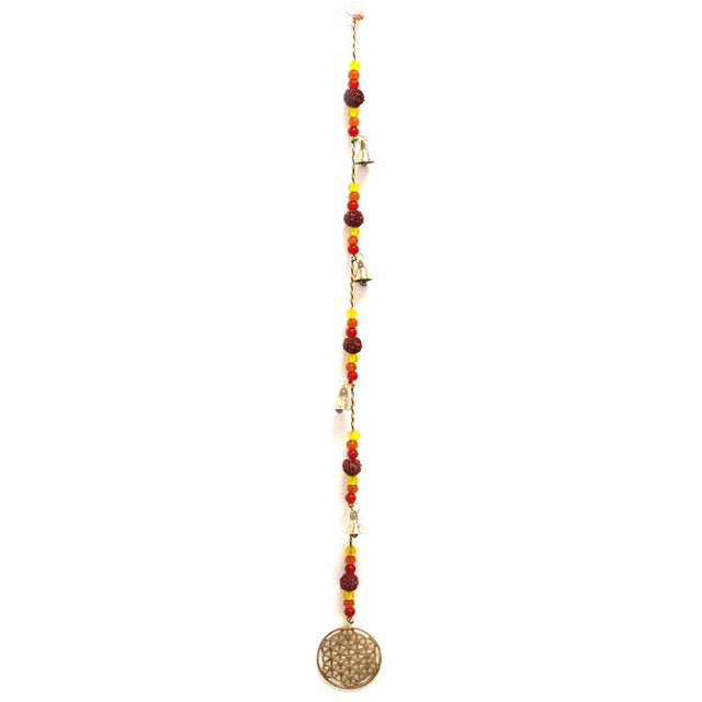 Indian Chimes - Brass Flower of Life with Rudraksha Beads String Bells