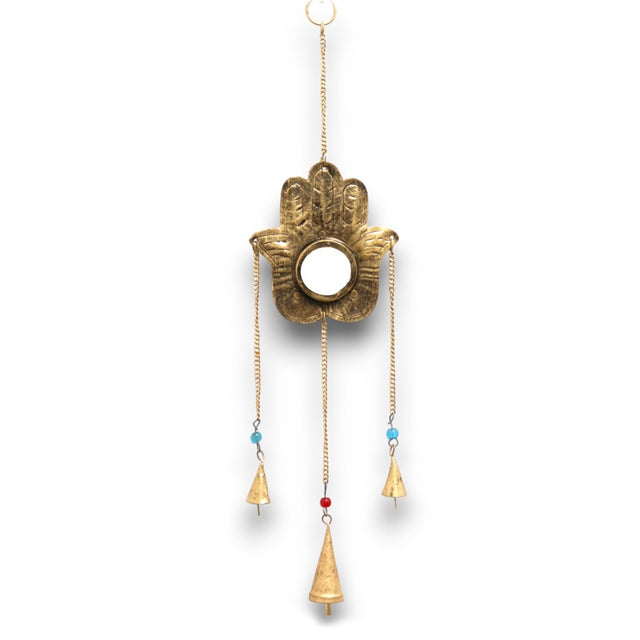 Indian Chimes - Hamsa Sm Mirror 3 Bells