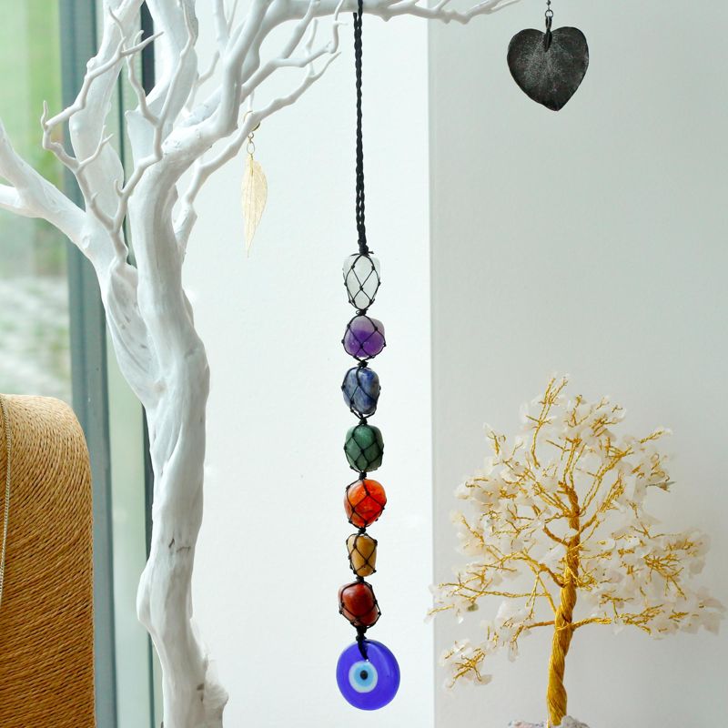 Hanging Chakra Stone  Pendant - Evil Eye