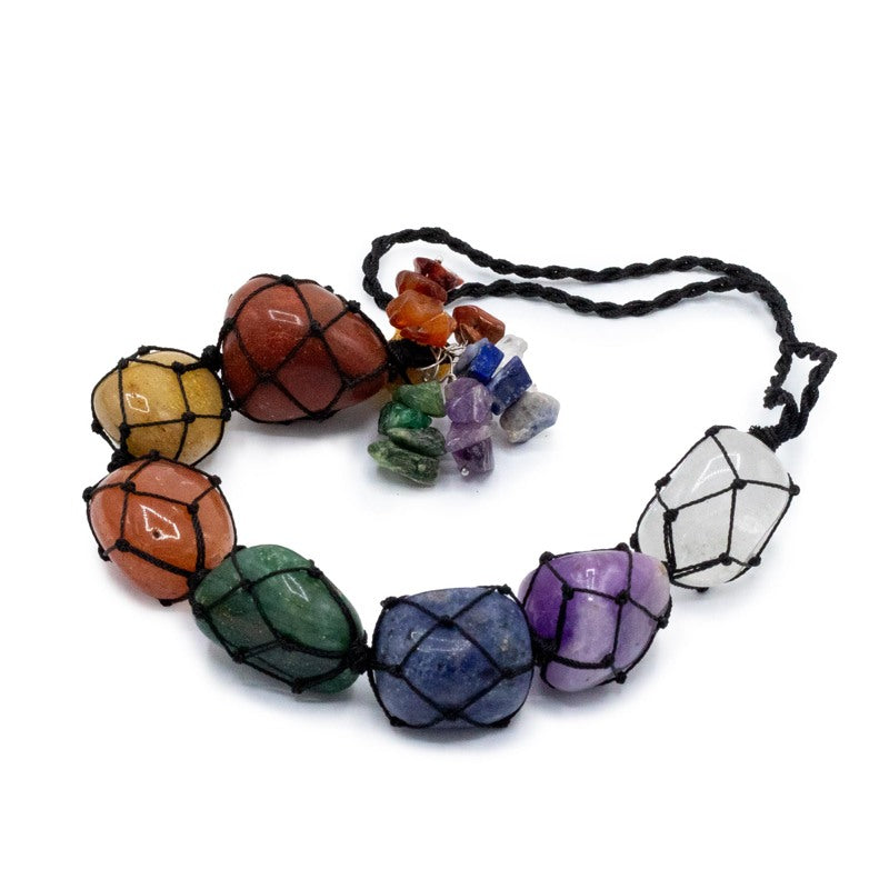 Hanging Chakra Stone  Pendant - Seven Chakra Chips