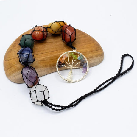 Hanging Chakra Stone  Pendant - Tree of Life