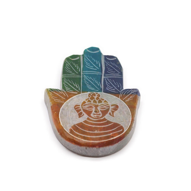 Soapstone Hamsa Incense Holder - Buddah