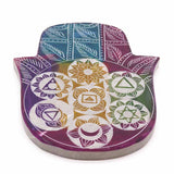 Soapstone Lrg Hamsa Incense Holder - 7 Chakra