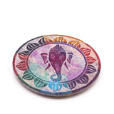 Soapstone Disc Incense Holder - Ganesha