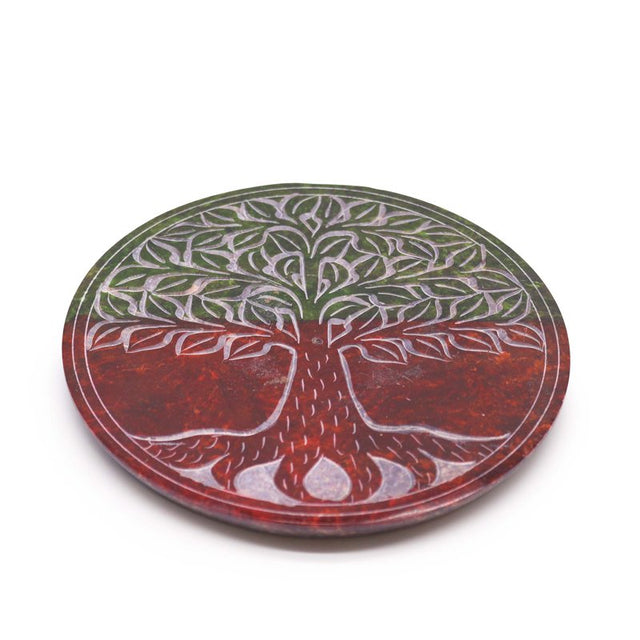 Soapstone Disc Incense Holder - Tree of Life