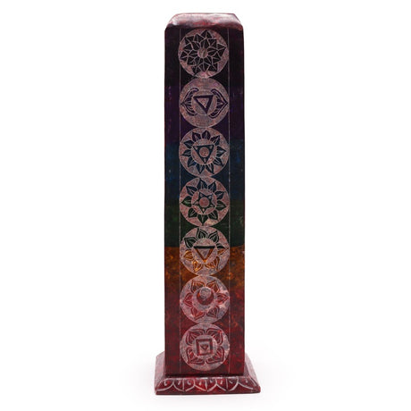 Soapstone Square Tower Incense Holder - 7 Charkras