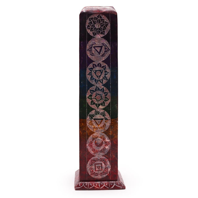 Soapstone Square Tower Incense Holder - 7 Charkras