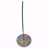 Soapstone Disc Incense Holder - Flower of Life