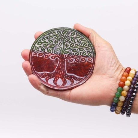 Soapstone Disc Incense Holder - Tree of Life