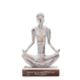 Wooden Yoga Lady - Whitewash - Easy Pose - "Breathe in Breathe out Brilliance"