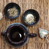 Herbal Black Glaze Teapot Set - Pot & Two Cups