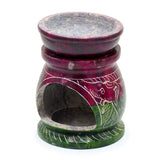 Small Coloured Soapstone Oil Burner 8cm - Om & Elephant