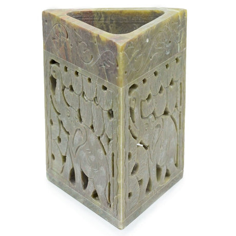 Triangle Soapstone Oil Burner 11x9cm - Elephant