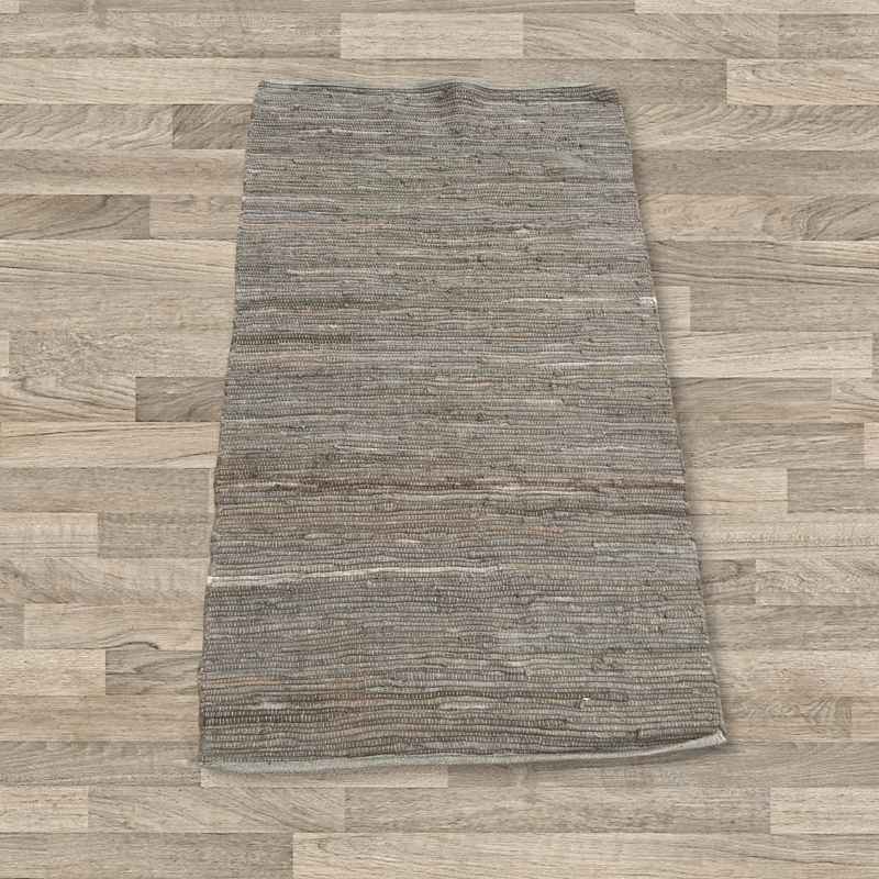 Small Indian Handloom Cotton Rug - Charcoal
