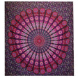 Double Cotton Bedspread + Wall Hanging - Peacock Mandala - Purple