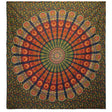 Double Cotton Bedspread + Wall Hanging - Peacock Mandala - Green