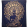 Double Cotton Bedspread + Wall Hanging - Buddha - Blue Gold