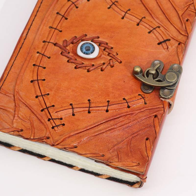 Light Brown Tan Book - Evil Eye Decor - 160 Deckle Edges Pages - 20x15cm