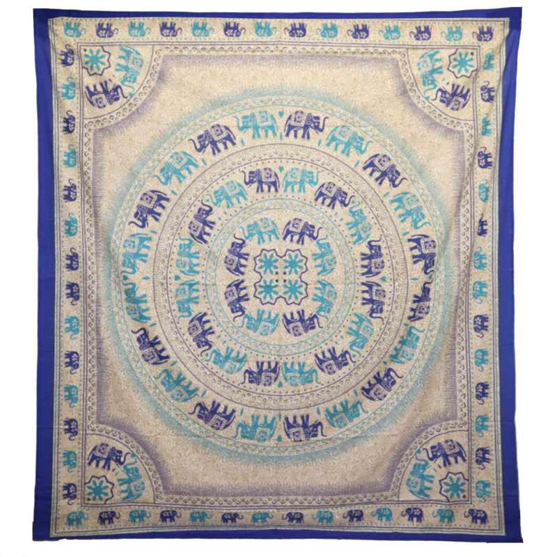 Wall Hanging / Spread - Elephant Mandala - Blues