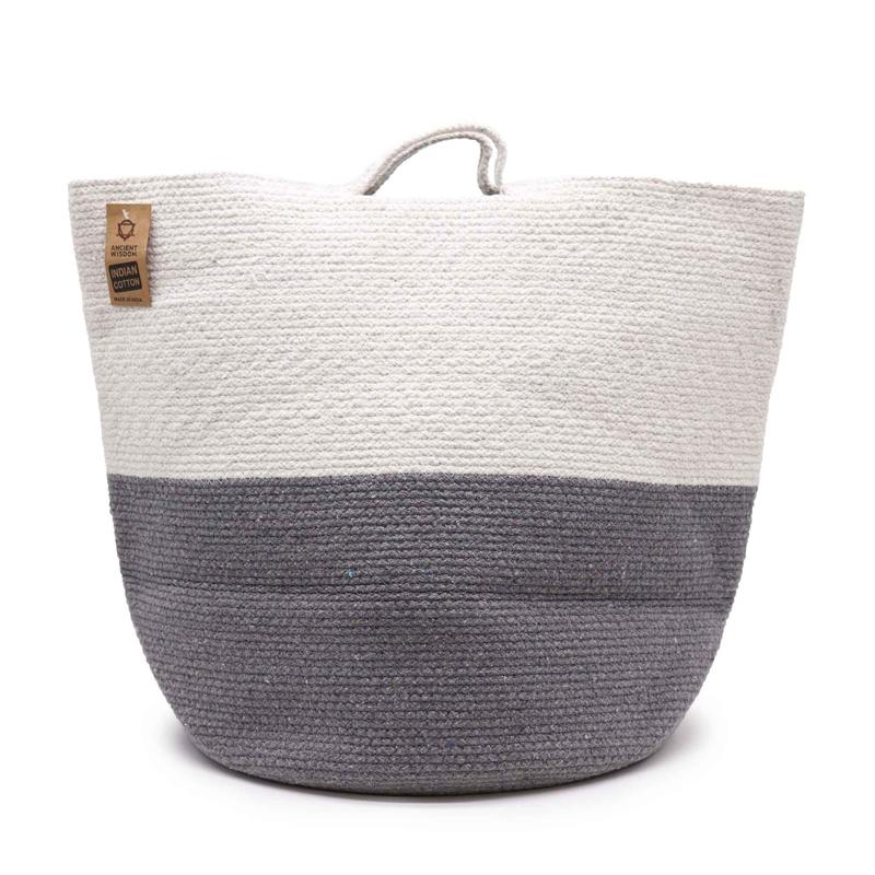 Cotton Rope Laundry / Storage Big Basket 45x40cm - Grey