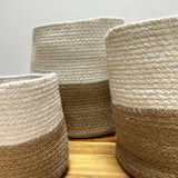 Set of 3 Cotton Rope Storage Baskets - White