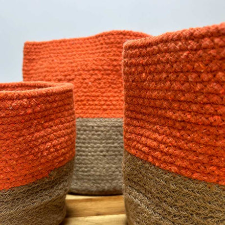 Set of 3 Cotton Rope Storage Baskets - Orange